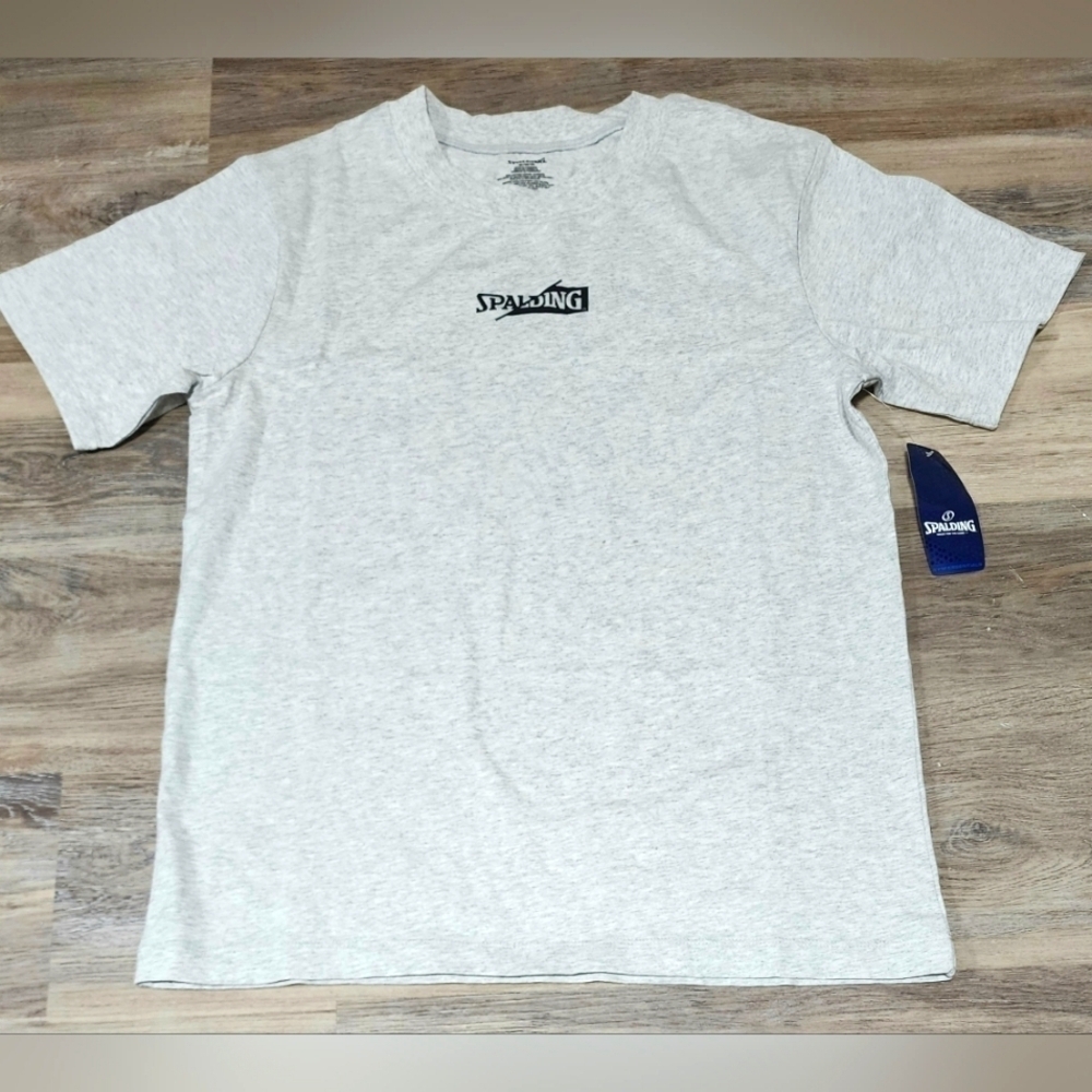Spalding Heather Grey Short Sleeve Logo Tee Medium - New With Tags